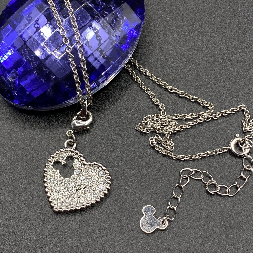 DISNEY Mickey Mouse Heart Cut Out Sparkly Necklace